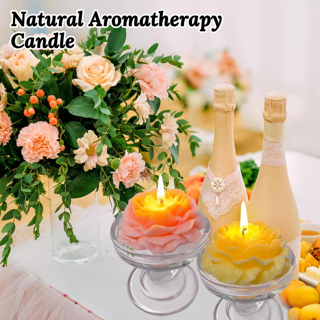 4 Packs Peony Flower Shape Candles for Women - 3 Inch Aromatic Pastel Aesthetic Candle with Fragrance - Christmas Gift for Friends Colleagues and Classmates