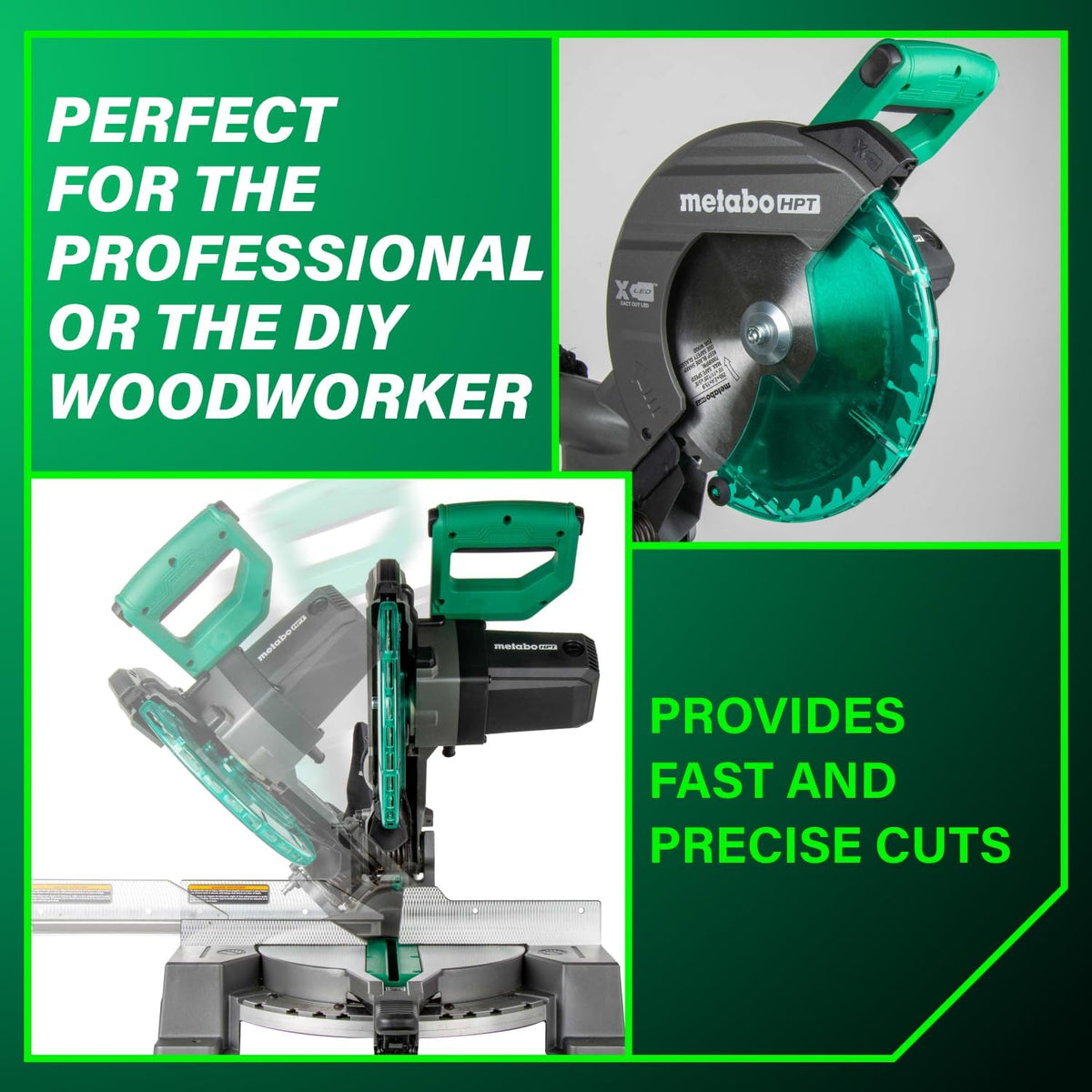 Metabo HPT 10-Inch Compound Miter Saw, 15-Amp, Single Bevel, C10FCG2