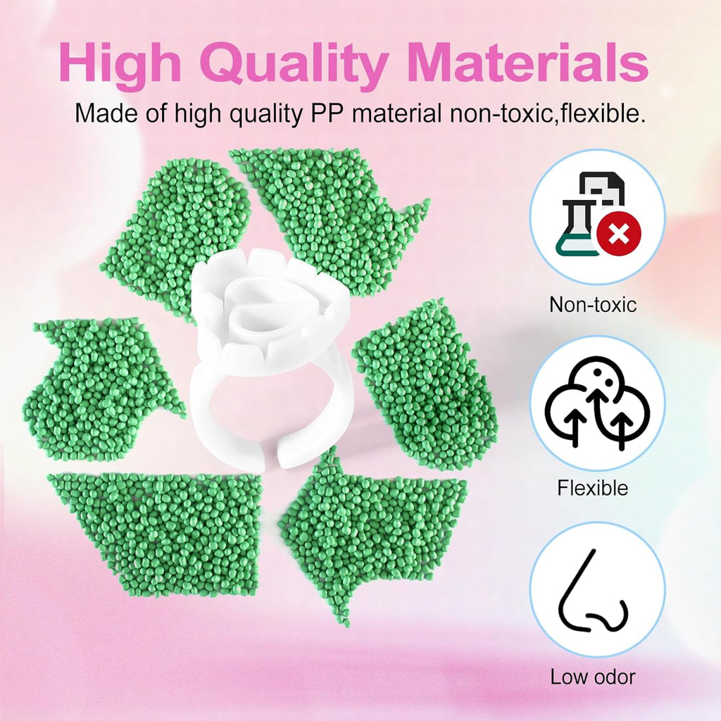 Glue Rings for Eyelash Extensions 100PCS Disposable Rings for Lashes Lovely Heart Shape, Makeup Plastic Nail Art Glue Cups Lash Extension Supplies for Eyelash Extensions White