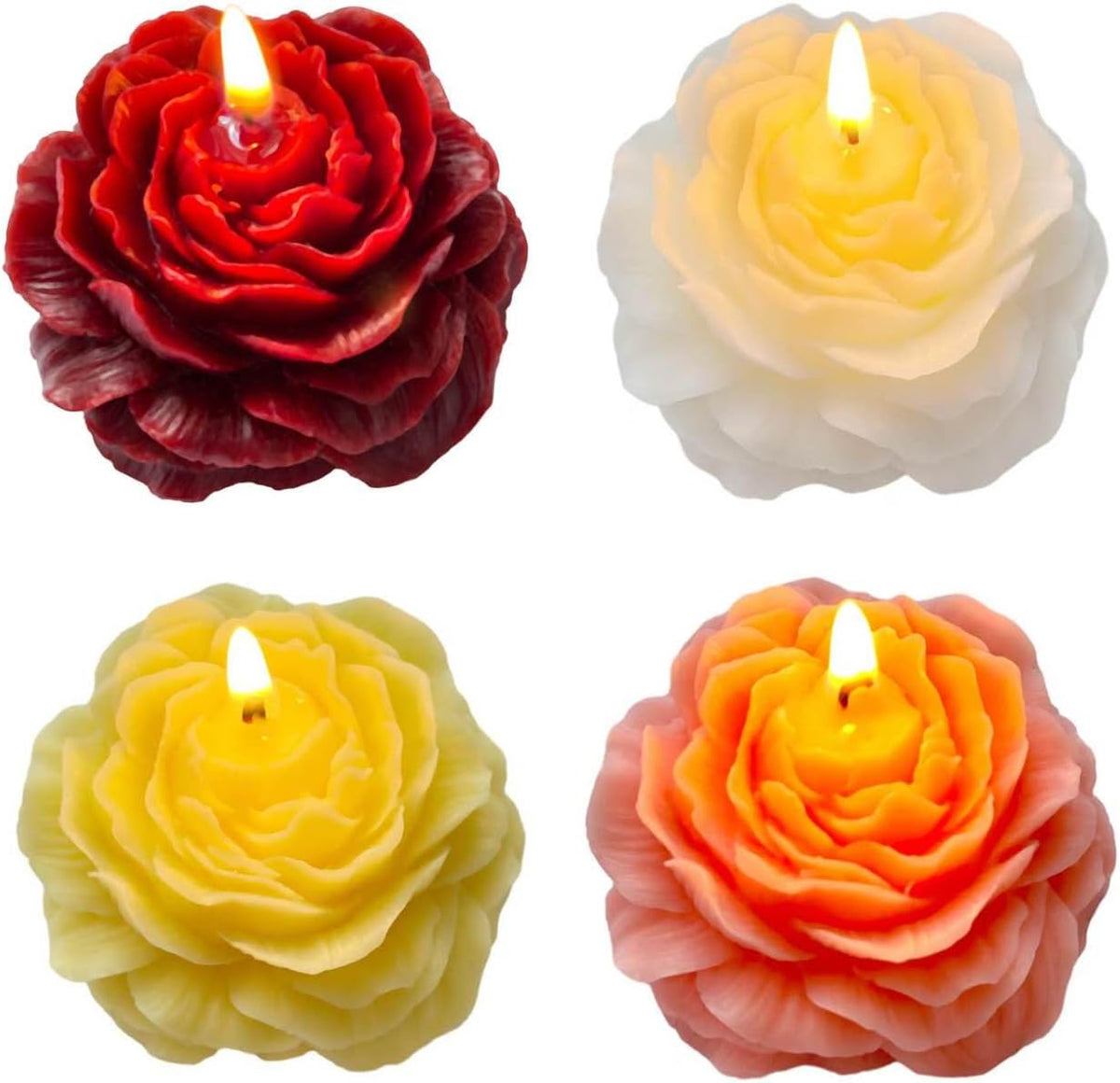 4 Packs Peony Flower Shape Candles for Women - 3 Inch Aromatic Pastel Aesthetic Candle with Fragrance - Christmas Gift for Friends Colleagues and Classmates